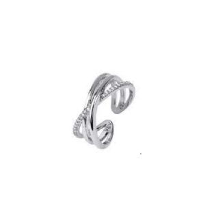 ANILLO TIRAS CZ T1214 PLATEADO