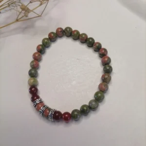 ST020 | Pulsera perlas piedras naturales Cornalina roja - Unakita